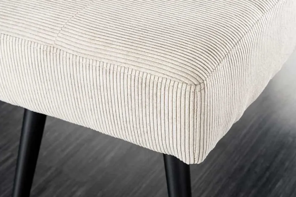 Design Sitzbank BOUTIQUE 100cm beige Cord schwarze Metallbeine Polsterbank