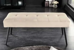 Design Sitzbank BOUTIQUE 100cm champagner Samt schwarze Metallbeine