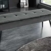Design Sitzbank BOUTIQUE 100cm dunkelgrau Samt schwarze Metallbeine