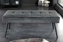Design Sitzbank BOUTIQUE 100cm dunkelgrau Samt schwarze Metallbeine