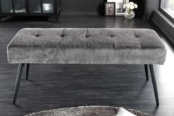 Design Sitzbank BOUTIQUE 100cm dunkelgrau Cord schwarze Metallbeine