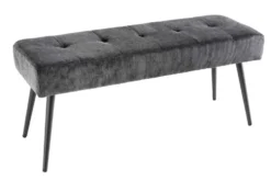 Design Sitzbank BOUTIQUE 100cm dunkelgrau Cord schwarze Metallbeine