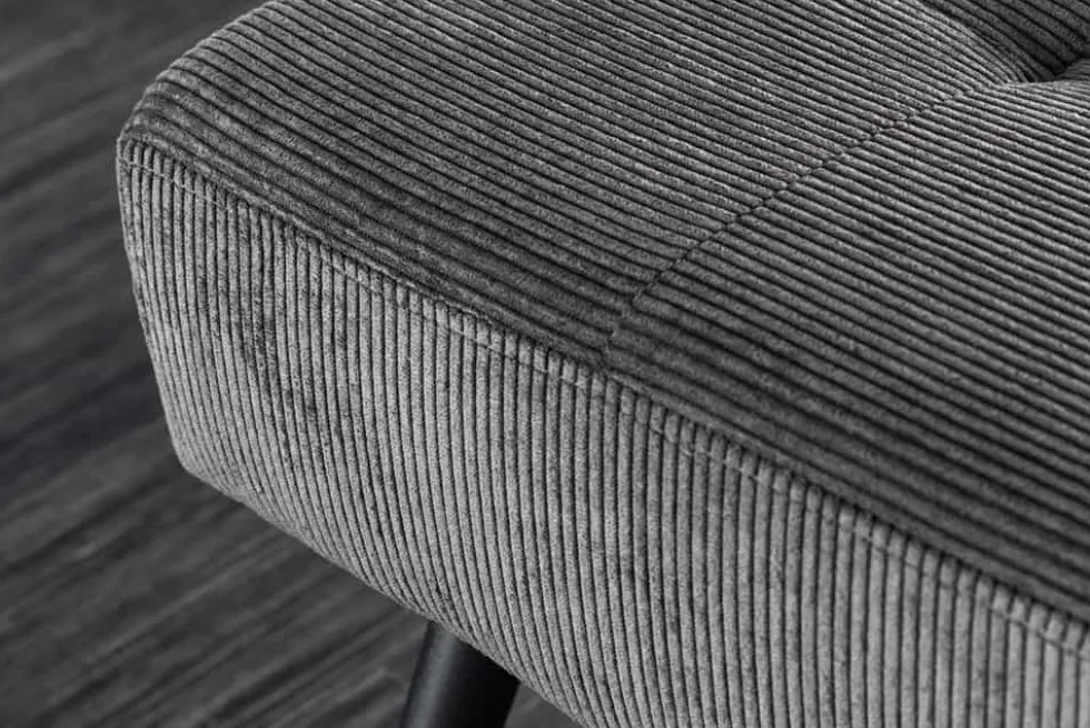 Design Sitzbank BOUTIQUE 100cm dunkelgrau Cord schwarze Metallbeine