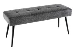 Design Sitzbank BOUTIQUE 100cm grau Strukturstoff schwarze Metallbeine