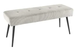 Design Sitzbank BOUTIQUE 100cm hellgrau Cord schwarze Metallbeine