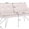 Design Sitzbank EUPHORIA 160cm champagner greige Samt Hairpin Legs Metallbeine Armlehnen