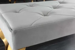Design Sitzbank MODERN BAROCK 175cm grau Samt gold Edelstahl