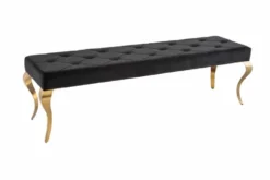 Design Sitzbank MODERN BAROCK 175cm schwarz Samt gold Edelstahl