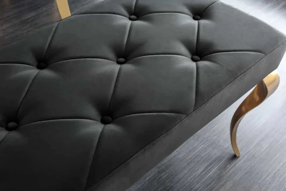 Design Sitzbank MODERN BAROCK 175cm schwarz Samt gold Edelstahl