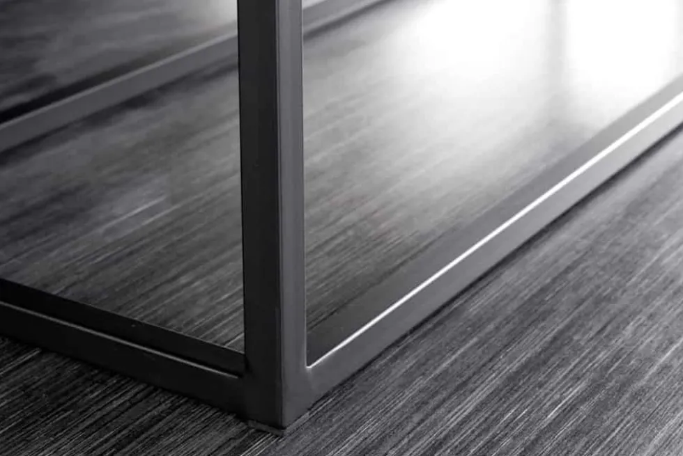 Design Sitzbank PETIT BEAUTÉ 110cm antik braun Microfaser schwarzes Metallgestell