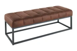Design Sitzbank PETIT BEAUTÉ 110cm antik braun Microfaser schwarzes Metallgestell
