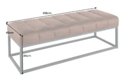 Design Sitzbank PETIT BEAUTÉ 110cm vintage taupe Microfaser schwarzes Metallgestell