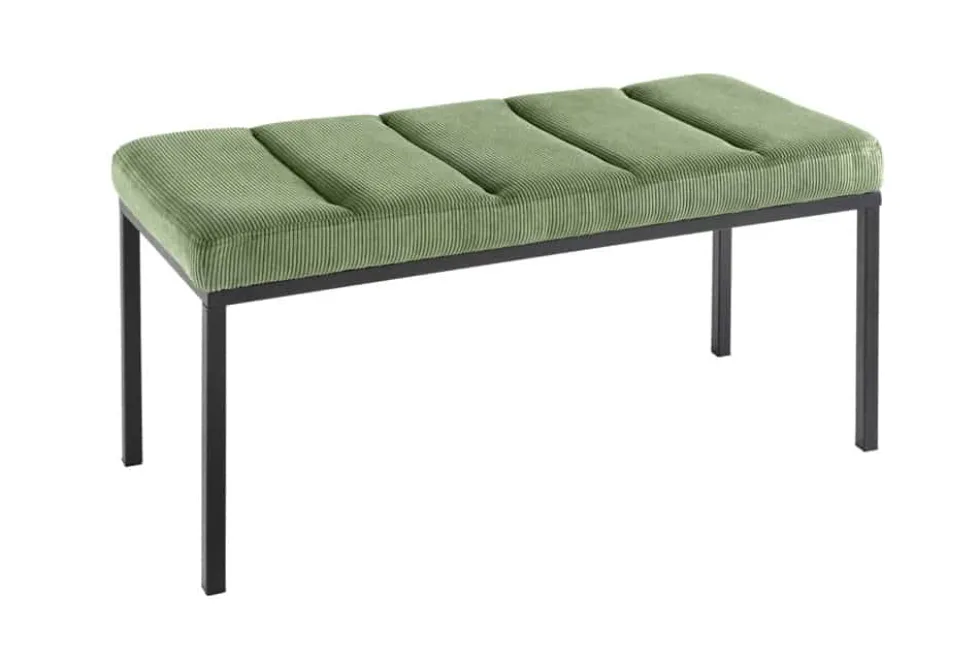 Design Sitzbank PETIT BEAUTÉ 80cm grün Cord schwarzes Gestell