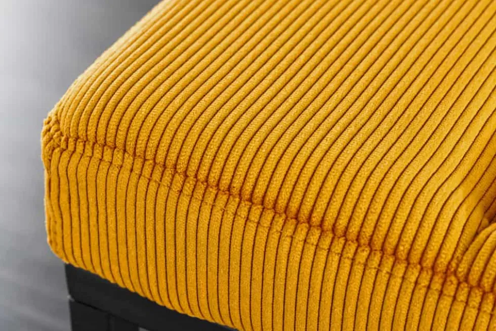 Design Sitzbank PETIT BEAUTÉ 80cm senfgelb Cord schwarzes Gestell