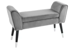 Design Sitzbank SCARLETT 90cm grau silber Samt