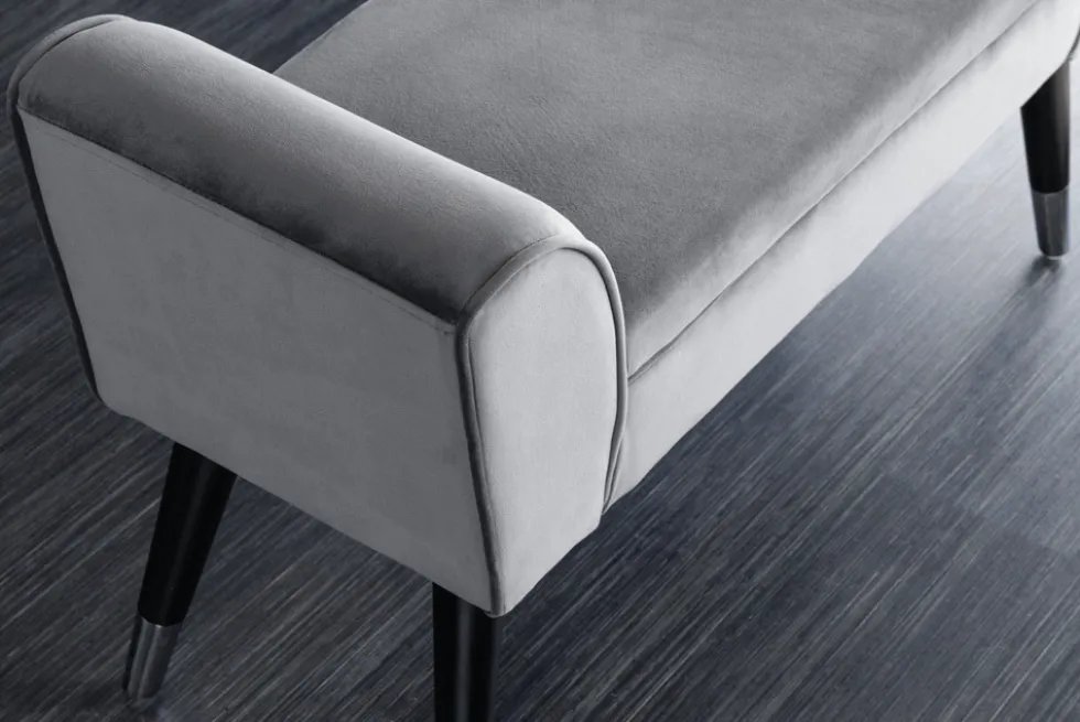 Design Sitzbank SCARLETT 90cm grau silber Samt