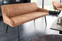 Design Sitzbank TURIN 160cm braun schwarz Metallbeine mit Armlehne
