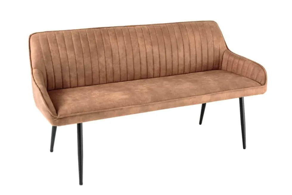 Design Sitzbank TURIN 160cm braun schwarz Metallbeine mit Armlehne