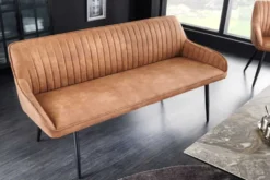 Design Sitzbank TURIN 160cm braun schwarz Metallbeine mit Armlehne
