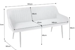 Design Sitzbank TURIN 160cm senfgelb Samt schwarz Metallbeine Armlehne
