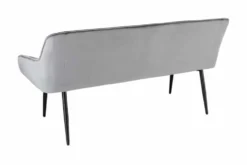 Design Sitzbank TURIN 160cm silbergrau Samt schwarz Metall Armlehne