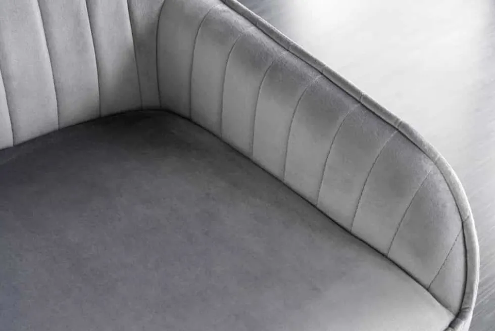 Design Sitzbank TURIN 160cm silbergrau Samt schwarz Metall Armlehne