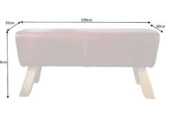 Design Sitzbank TURNBOCK 100cm coffee Echtleder Mangoholz Retro Sitzhocker