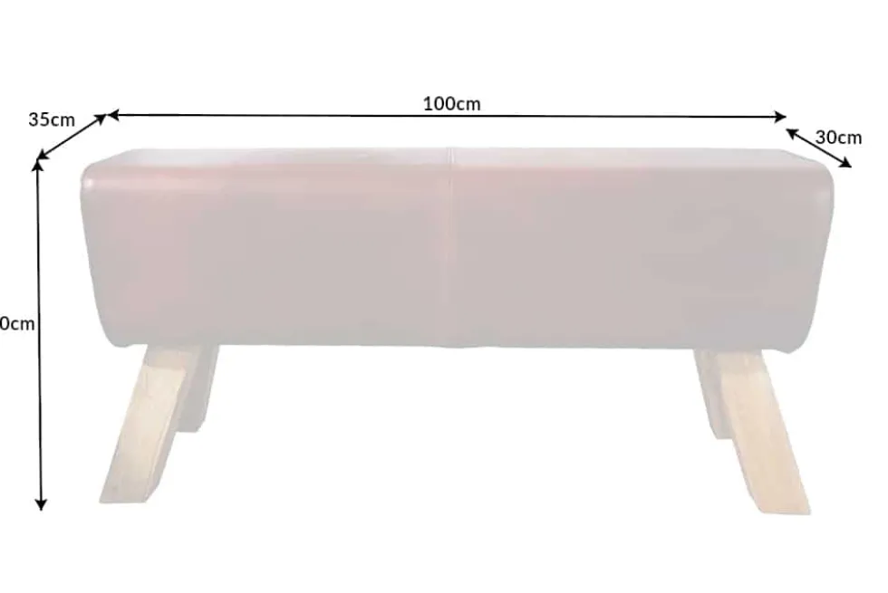 Design Sitzbank TURNBOCK 100cm coffee Echtleder Mangoholz Retro Sitzhocker