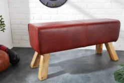 Design Sitzbank TURNBOCK 100cm coffee Echtleder Mangoholz Retro Sitzhocker