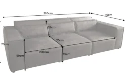 Design 3-Sitzer Sofa BOSSA NOVA 260cm antik taupe Microfaser Couch Wohnzimmer