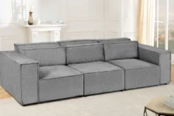 Design 3-Sitzer Sofa BOSSA NOVA 260cm grau Chenille XXL-Couch