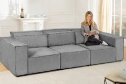 Design 3-Sitzer Sofa BOSSA NOVA 260cm grau Chenille XXL-Couch
