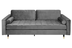 Design 3-Sitzer Sofa COZY VELVET 220cm grau Samt Federkern Lounge