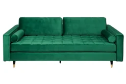 Design 3-Sitzer Sofa COZY VELVET 220cm smaragdgrün Samt Federkern Lounge