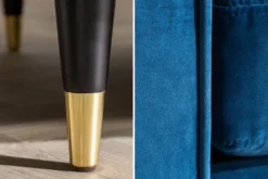 Design 3-Sitzer Sofa COZY VELVET 220cm petrol blau Samt Federkern Lounge