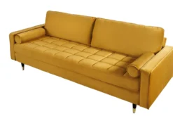 Design 3-Sitzer Sofa COZY VELVET 220cm senfgelb Samt Federkern