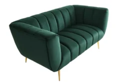 Design 2-Sitzer Sofa NOBLESSE 165cm smaragdgrün Samt Federkern goldene Metallfüße