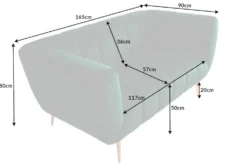 Design 2-Sitzer Sofa NOBLESSE 165cm smaragdgrün Samt Federkern goldene Metallfüße