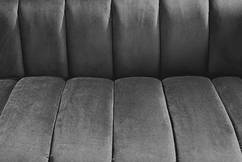 Design 2-Sitzer Sofa NOBLESSE 165cm grau Samt schwarze Metallfüße Federkern