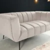 Design 2-Sitzer Sofa NOBLESSE 165cm champagner Samt schwarze Metallfüße Federkern