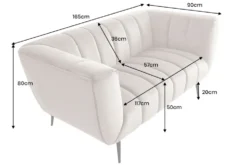 Design 2-Sitzer Sofa NOBLESSE 165cm champagner Samt schwarze Metallfüße Federkern