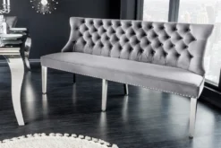 Design Sofabank CASTLE DELUXE 165cm grau Samt Löwenkopf Chesterfield Barock