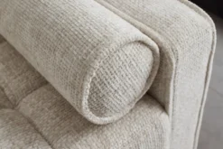 Design Sofa COZY VELVET 220cm beige Chenille Federkern 3-Sitzer mit goldener Kappe