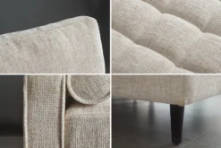 Design Sofa COZY VELVET 220cm beige Chenille Federkern 3-Sitzer mit goldener Kappe