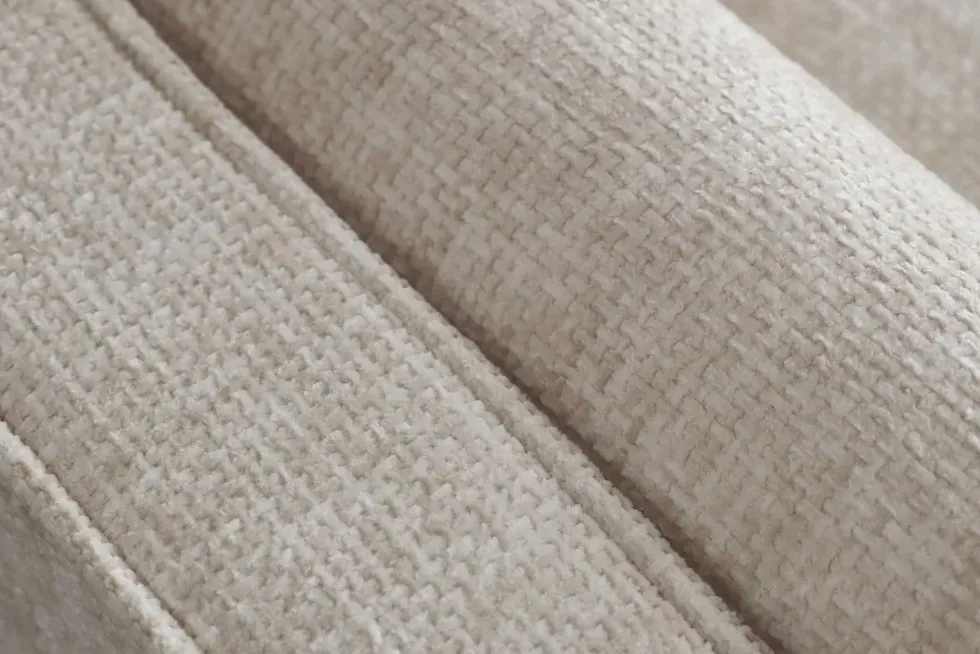 Design Sofa COZY VELVET 220cm beige Chenille Federkern 3-Sitzer mit goldener Kappe
