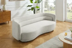 Design Sofa GATSBY 230cm beige Chenille Federkern 3-Sitzer Couch Rundum-Bezug