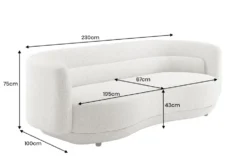 Design Sofa GATSBY 230cm greige Chenille Federkern 3-Sitzer Couch Rundum-Bezug