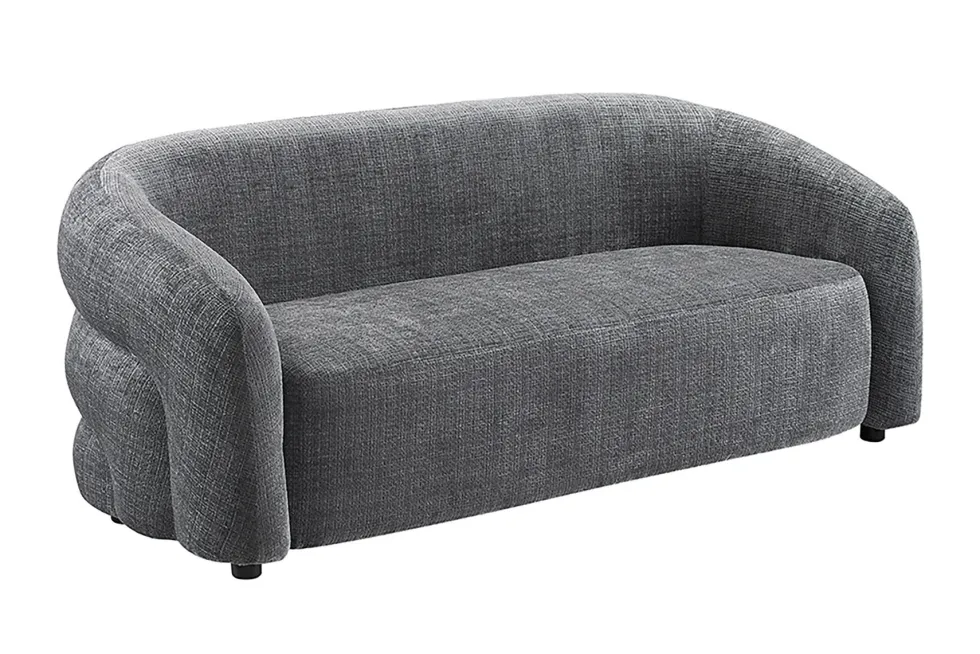 Design Sofa VOGUE 200cm grau Chenille Cremona 3-Sitzer Couch mit Nosagfederung
