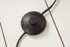 Design Stehlampe ELEMENTS 147cm schwarz Baumwollschirm Fuß mit Massivholz