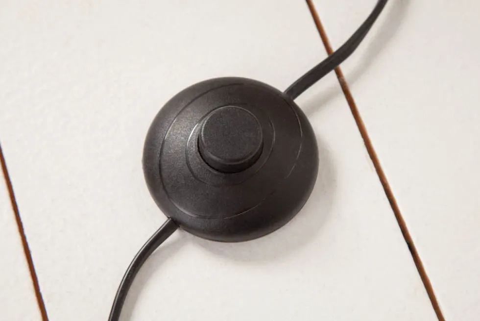 Design Stehlampe ELEMENTS 147cm schwarz Baumwollschirm Fuß mit Massivholz